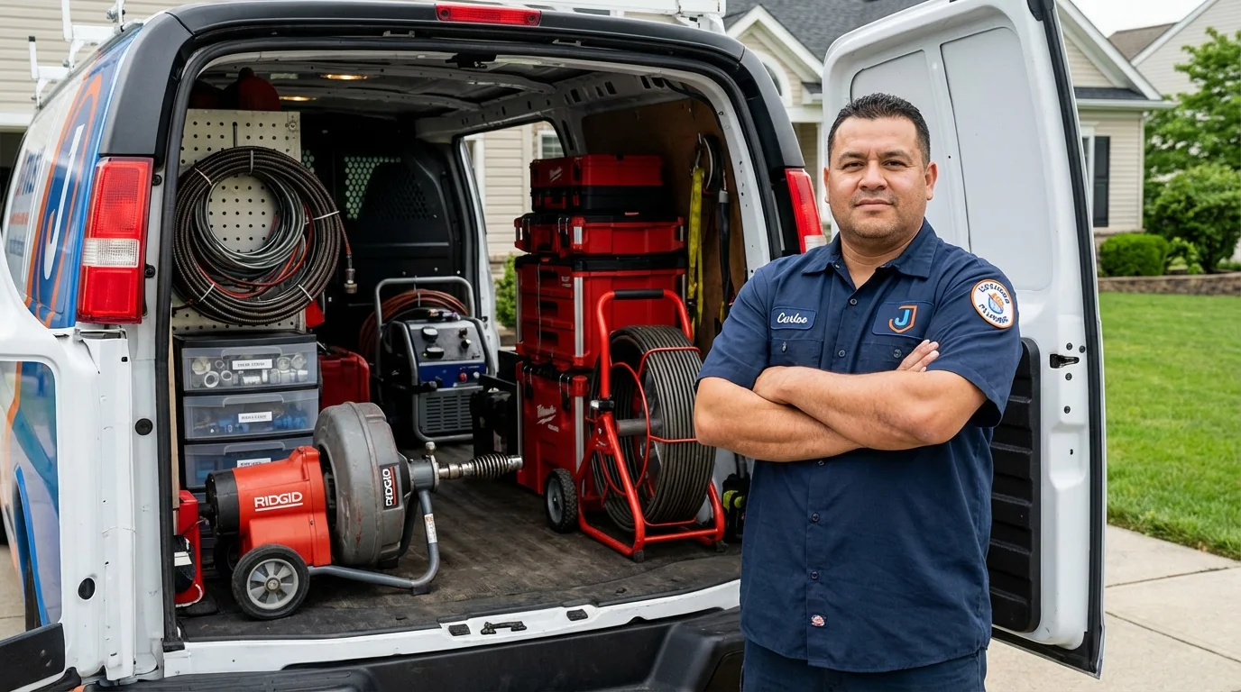 Professional drain cleaning equipment and Johns Plumbing LLC plumber in Boston
